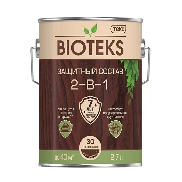 Антисептик Текс Bioteks 2-в-1 декоративный для дерева тик 2.7 л