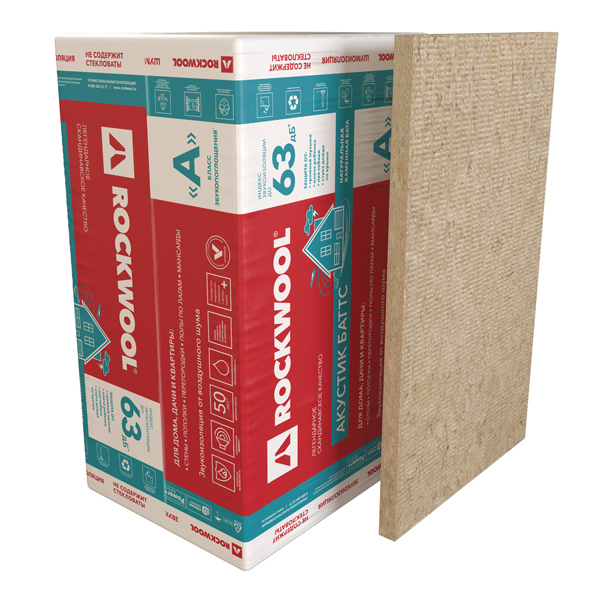 Шумоизоляция Rockwool Акустик Баттс 1000х600х50 мм 10 шт 0.3 м3 — изображение 2