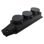 Колодка каучуковая трехместная с заземляющим контактом IP44