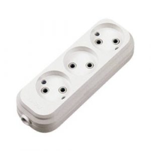 Колодка на 3 розетки белая без заземления