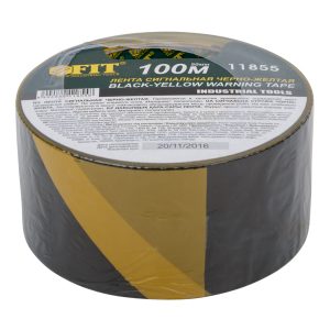 Лента сигнальная FIT чёрно-жёлтая 50 мм 100 м