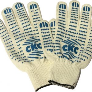 Перчатки рабочие х/б с ПВХ белые