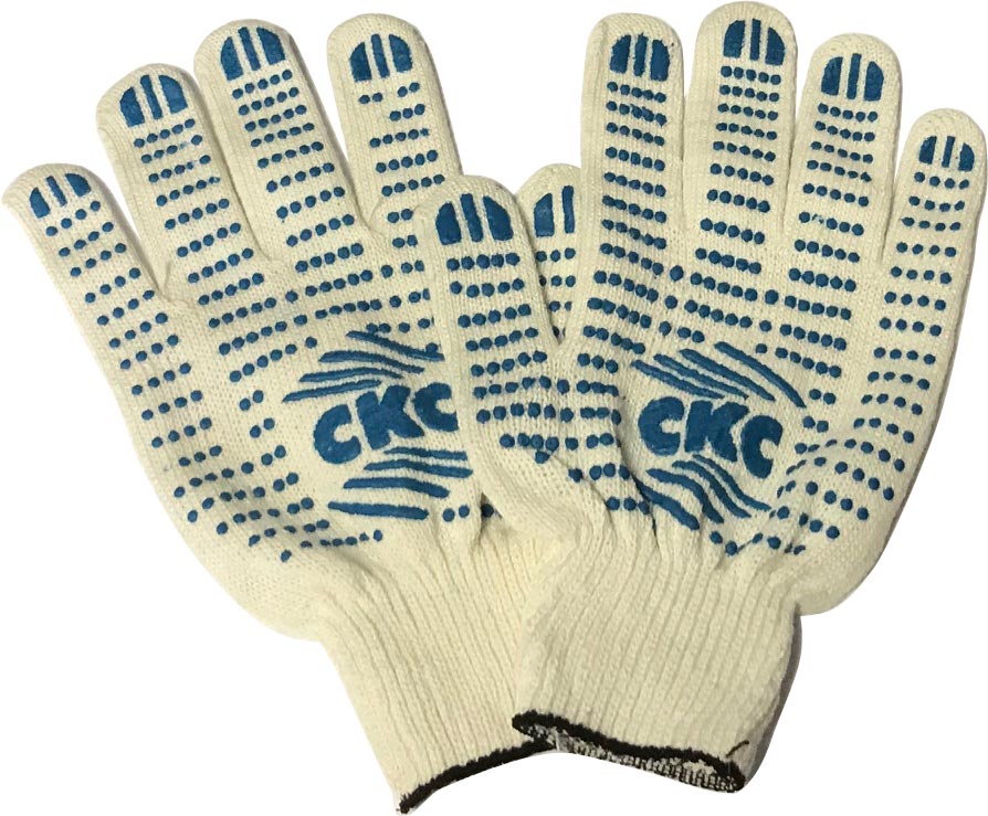 Перчатки рабочие х/б с ПВХ белые