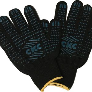 Перчатки рабочие плотные х/б с ПВХ черные