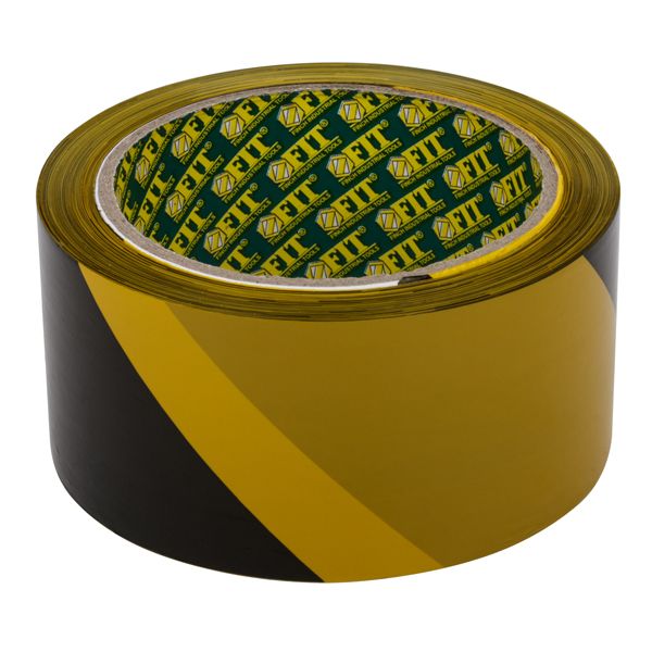 Лента сигнальная FIT чёрно-жёлтая 50 мм 100 м — изображение 2