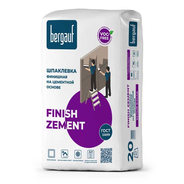 Шпаклёвка цементная Bergauf Finish Zement белая 20 кг