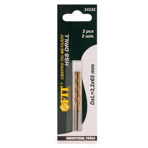 Сверло по металлу 3.2х65 мм титановое покрытие HSS 2 шт