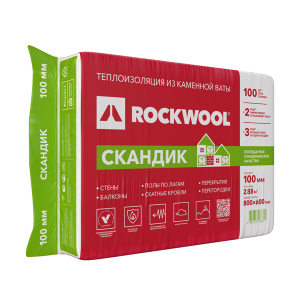 Утеплитель Rockwool Лайт Баттс Скандик 800х600х100 мм 6 шт 2.88 м2